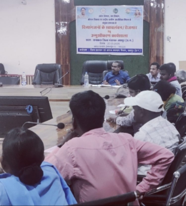 दिव्यांग युवाओं को स्वरोजगार से जोड़ने जिला पंचायत में आयोजित कार्यशाला में विभिन्न विभागों द्वारा दी गयी योजनाओं की जानकारी